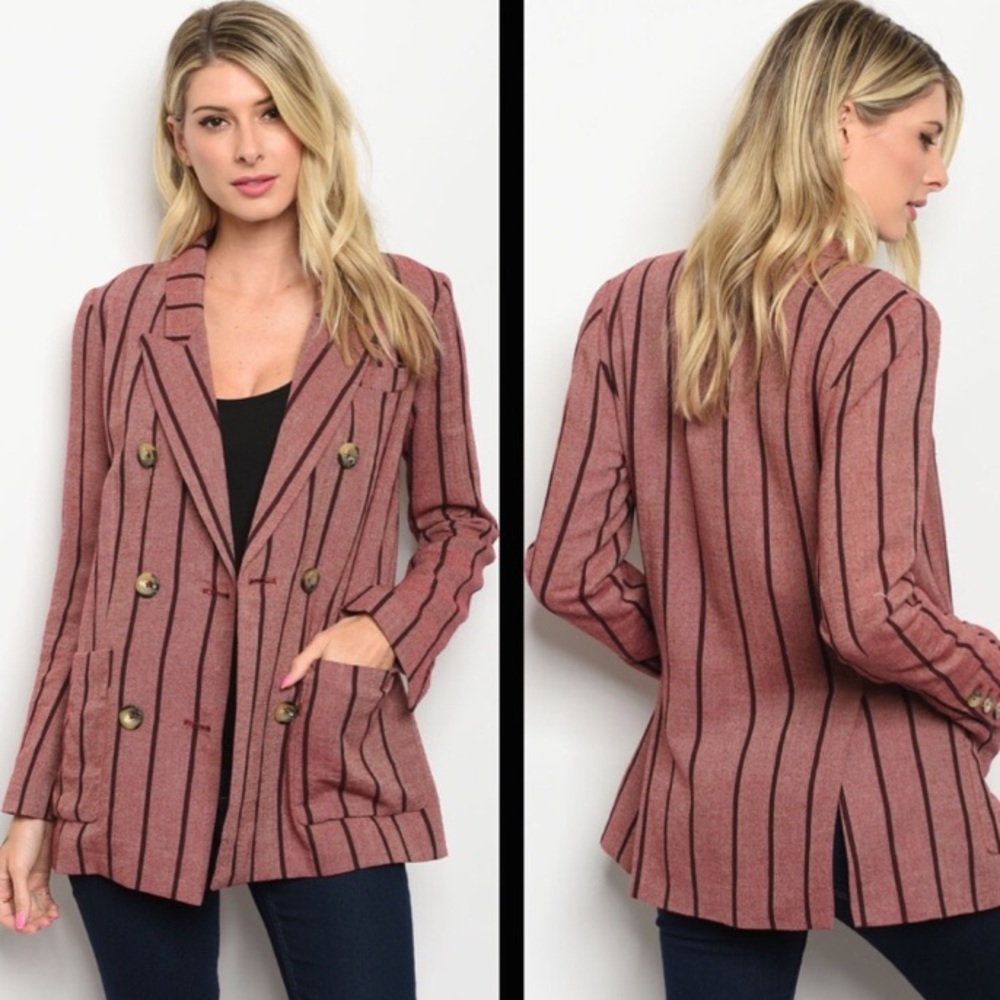 FINAL PRICE💰 Mauve Striped Button Front Blazer - Picture 3 of 4
